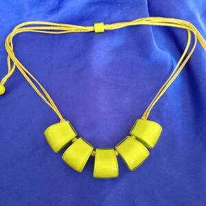 Chartreuse  Geometric Chunky Necklace by ZSISKA